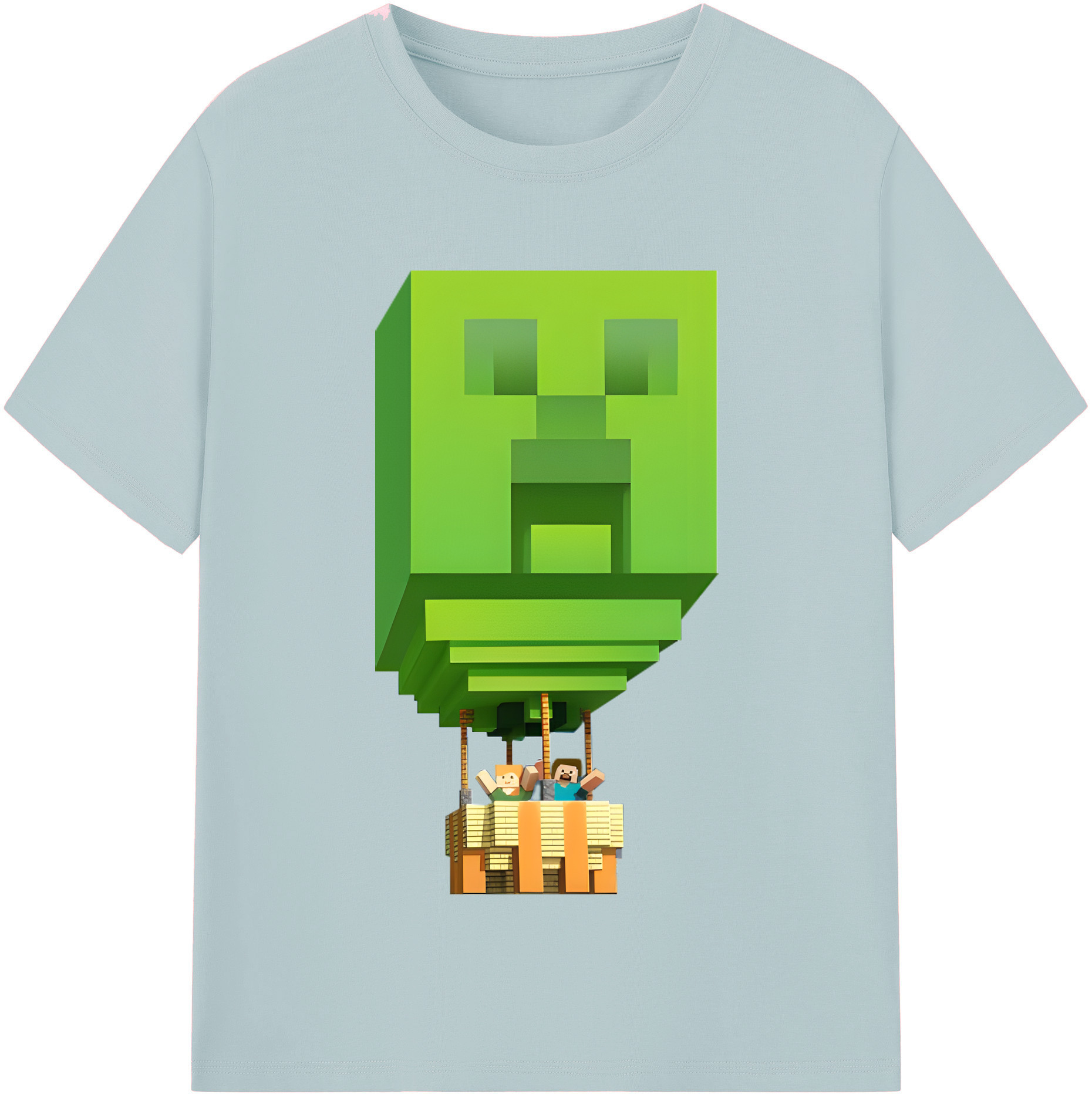 （画像用） マインクラフト ブロックの世界 Minecraft MC Block world 綿100％半袖Tシャツ（フロントプリント）